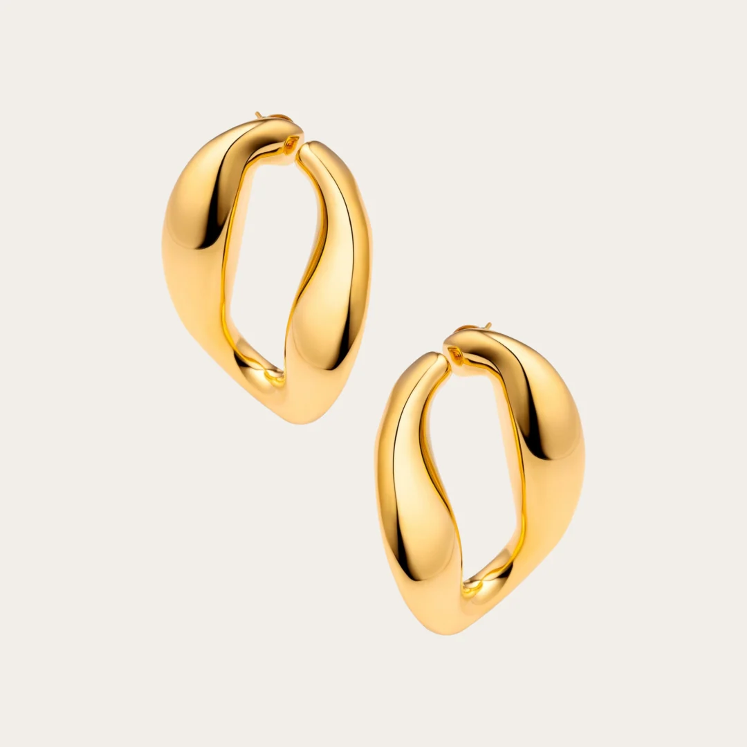 22K Gold Chunky Chain Hoops