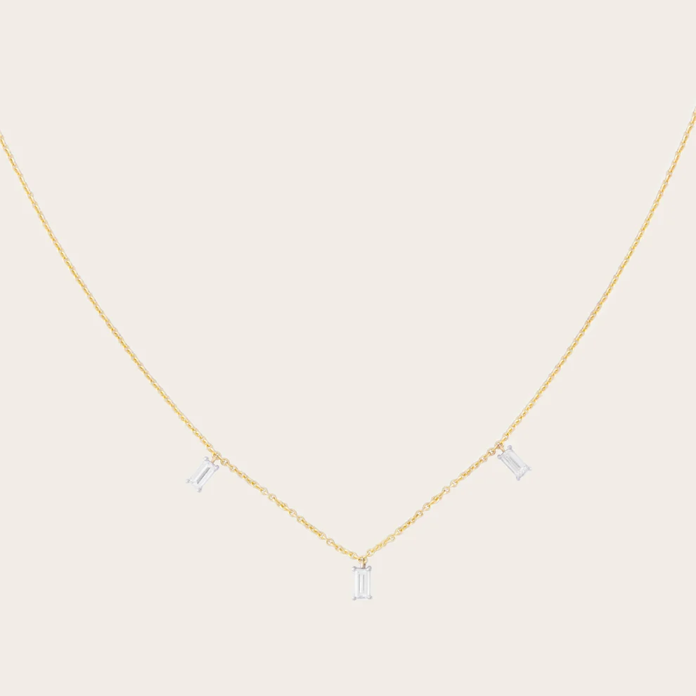 Gold Baguette Diamond Necklace