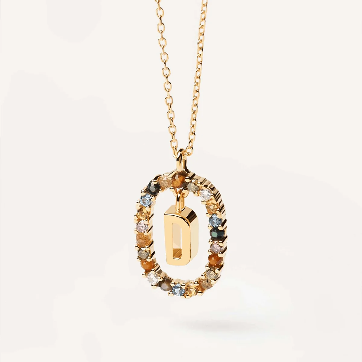 Letter D Oval Gem Pendant